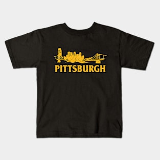 Pittsburgh Retro Skyline Bridge Vintage, Pittsburgh lovers Kids T-Shirt